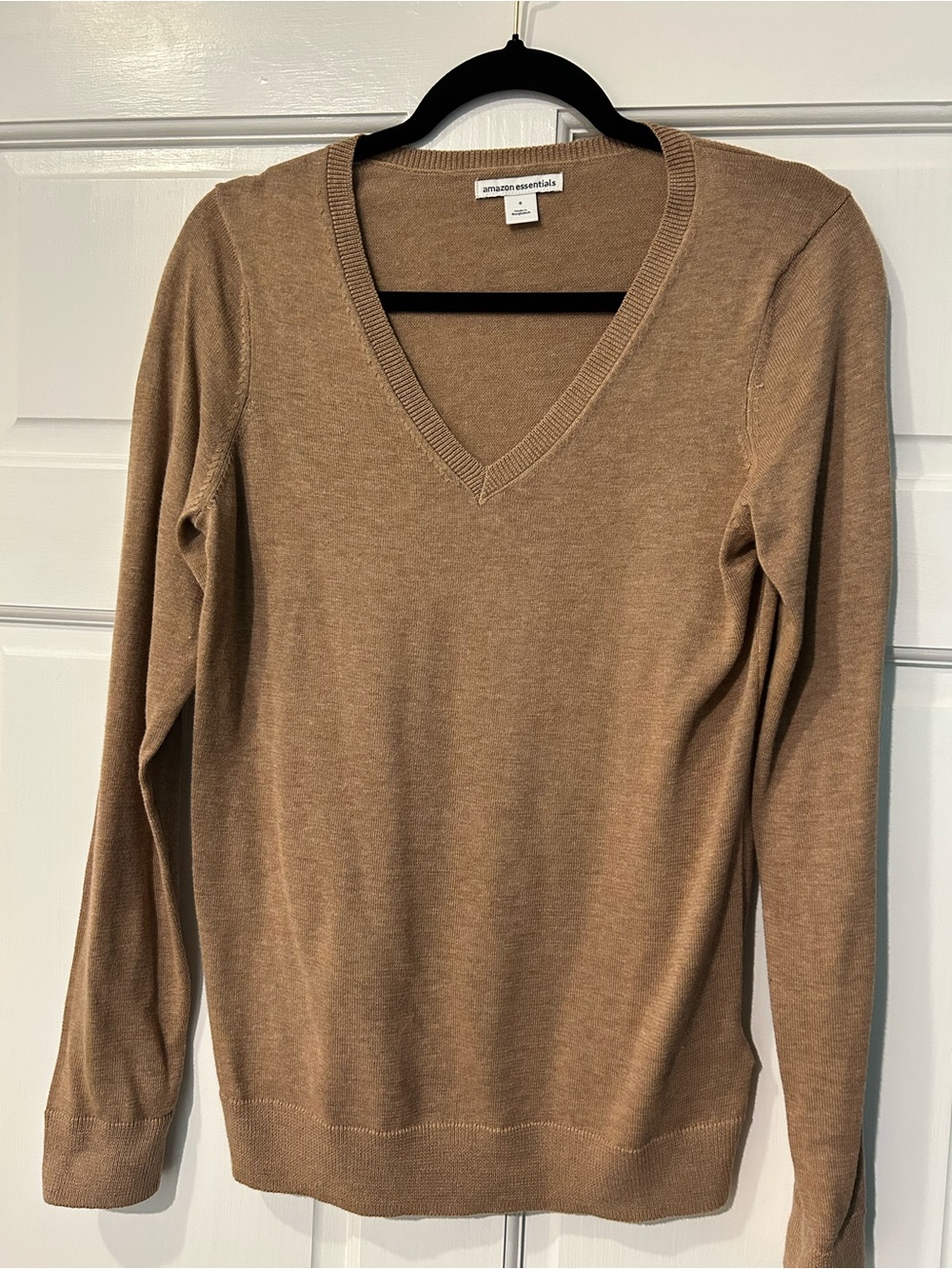 Amazon Essentials V-Neck Sweater in Camel Brown